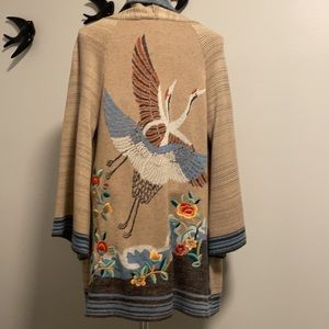 Anthropology HWR kimono cardigan embroidered
